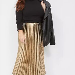 Lane Bryant Gold Pleated Skirt, BNWT